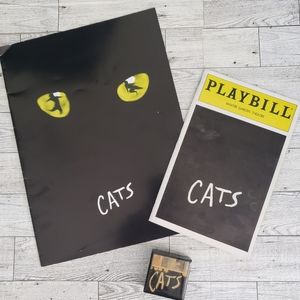 90's CATS On Broadway Musical Souvenir Program Book, Playbill and Match Box
